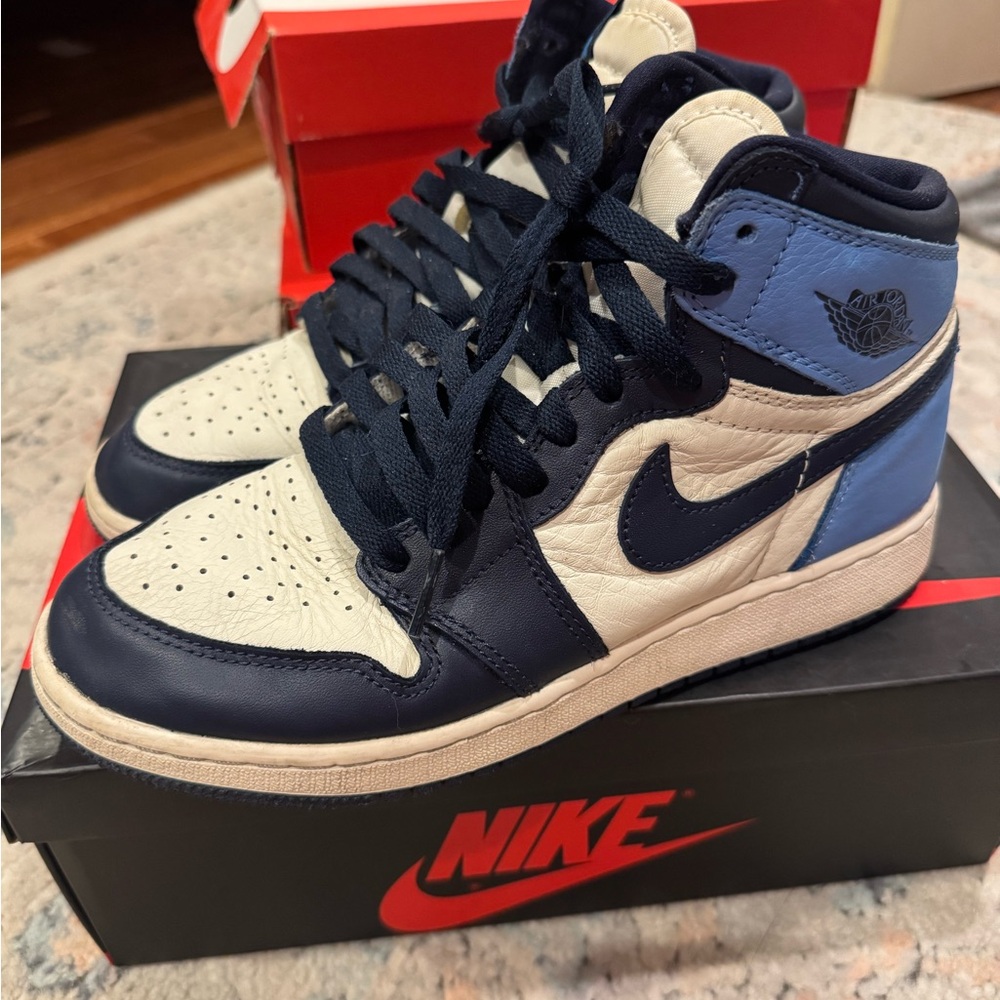 Nike Air Jordan Retro High-Top Sneakers - Navy and Light Blue